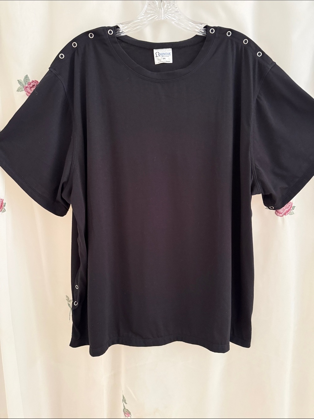 TWO Renova Black Short Sleeve Tee with Grommet Details (same Tee)